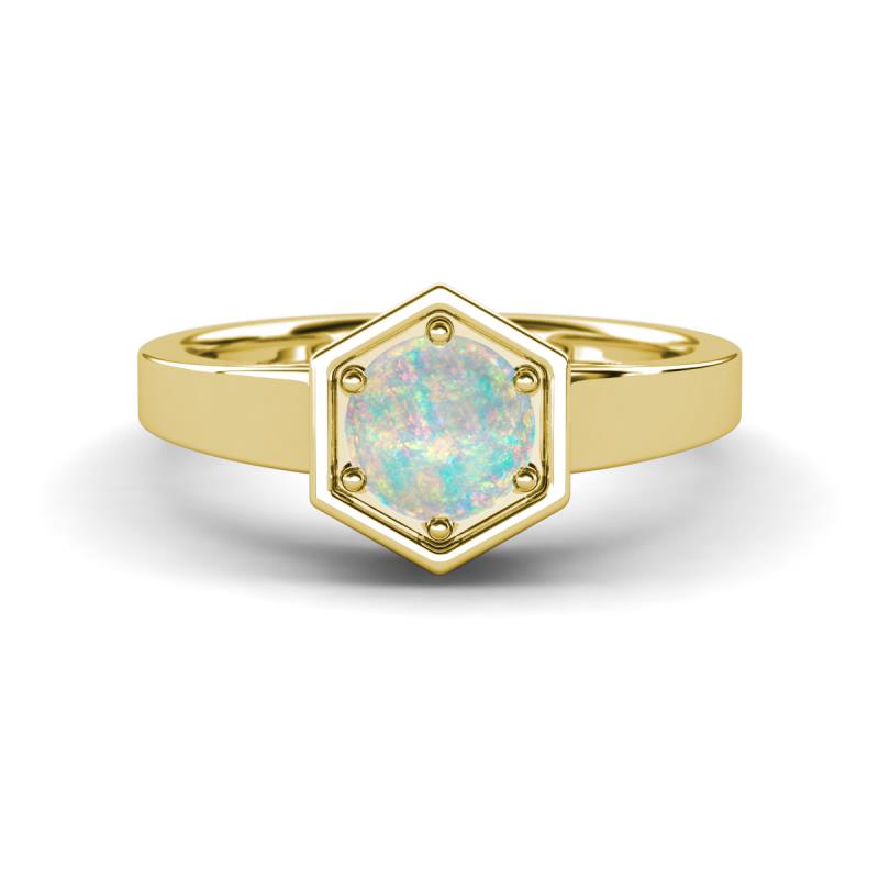 Dinah 0.66 ct Opal Women Hexagonal Signet Solitaire Engagement Ring 