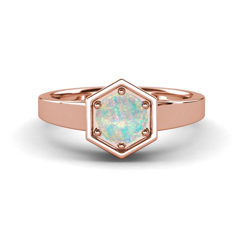 Dinah 0.66 ct Opal Women Hexagonal Signet Solitaire Engagement Ring 