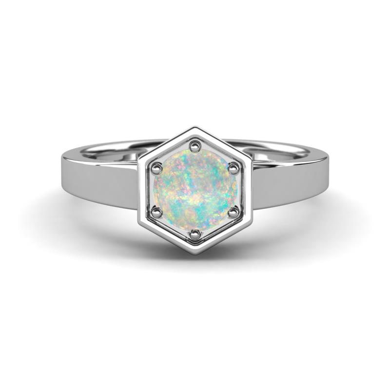 Dinah 0.66 ct Opal Women Hexagonal Signet Solitaire Engagement Ring 