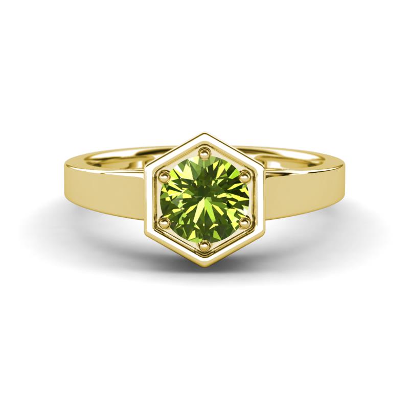 Dinah 1.10 ct Peridot Women Hexagonal Signet Solitaire Engagement Ring 