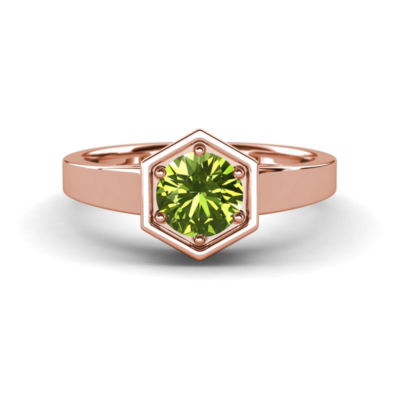 Dinah 1.10 ct Peridot Women Hexagonal Signet Solitaire Engagement Ring 