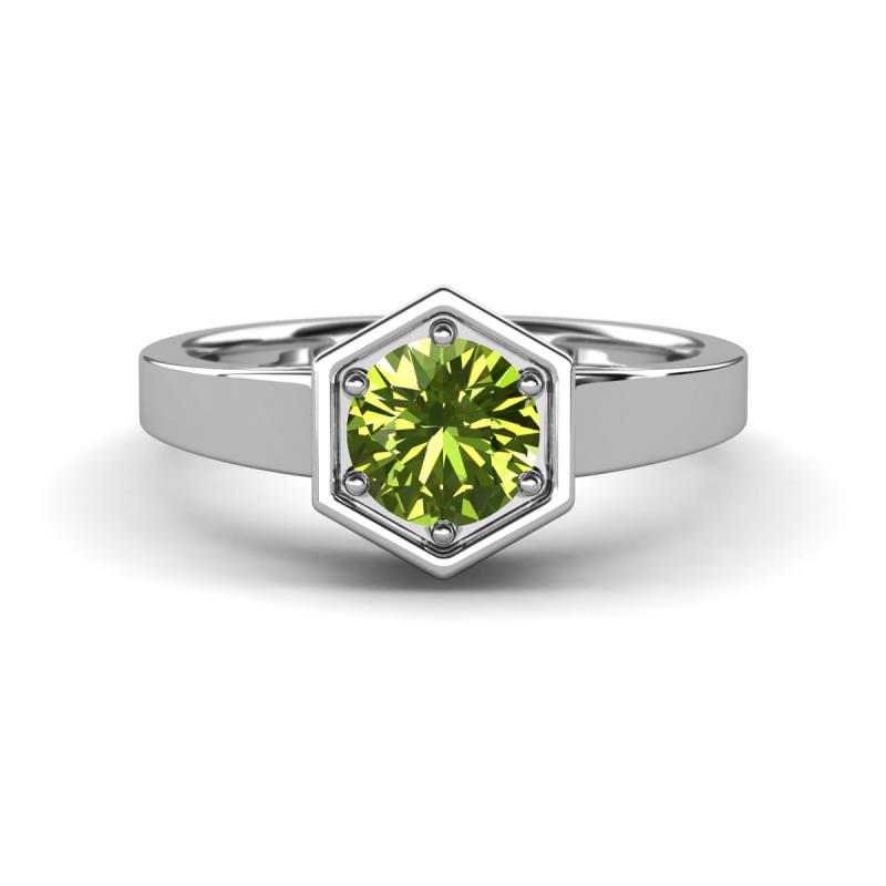 Dinah 1.10 ct Peridot Women Hexagonal Signet Solitaire Engagement Ring 