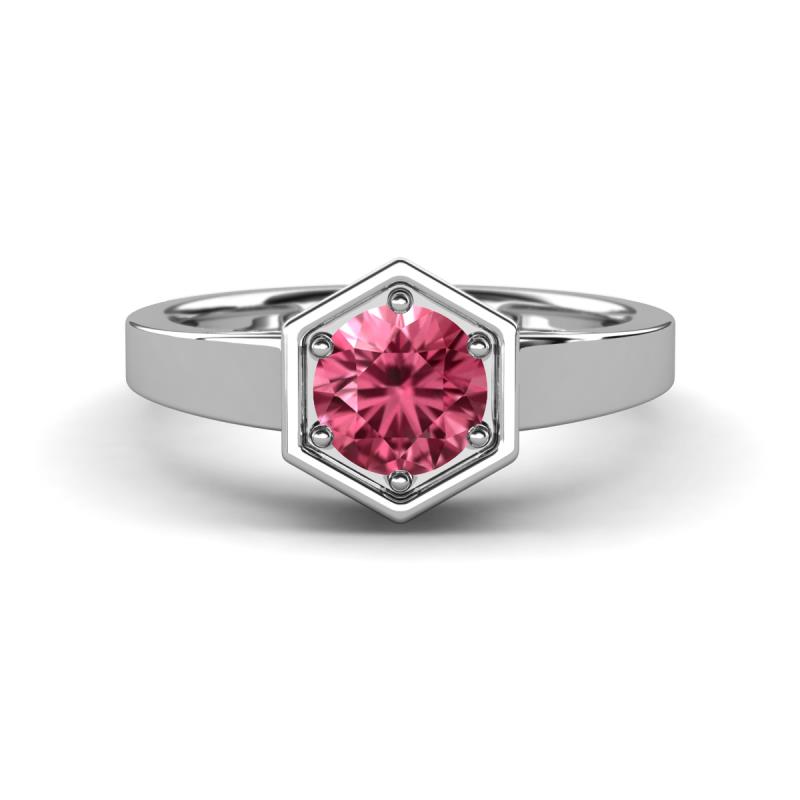 Dinah 0.87 ct Pink Tourmaline Women Hexagonal Signet Solitaire Engagement Ring 