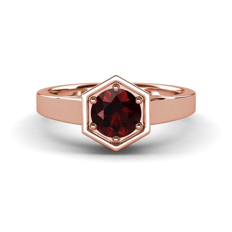 Dinah 1.05 ct Red Garnet Women Hexagonal Signet Solitaire Engagement Ring 