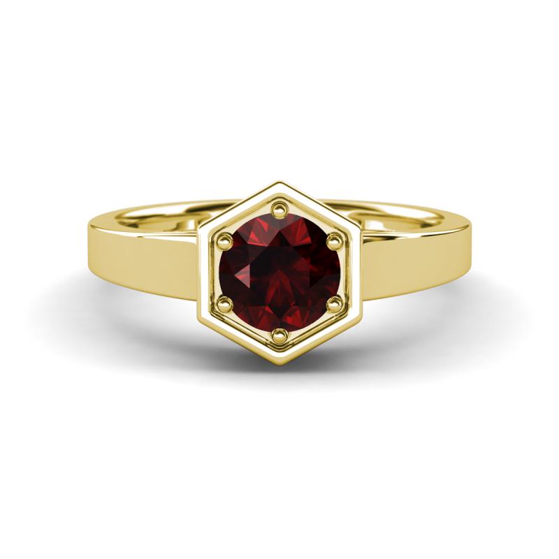 Dinah 1.05 ct Red Garnet Women Hexagonal Signet Solitaire Engagement Ring 