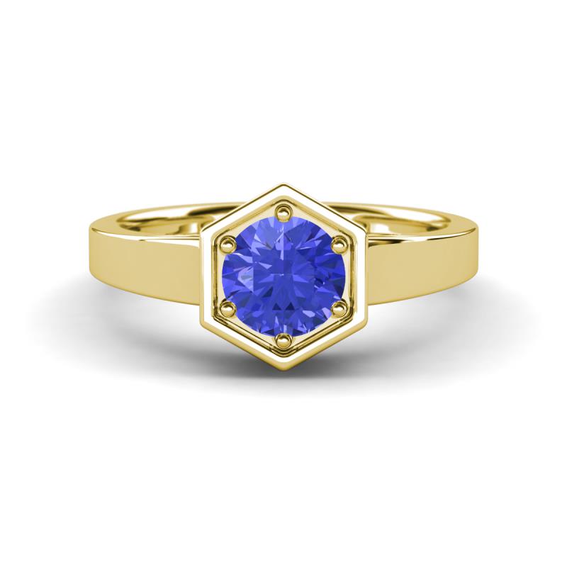 Dinah 0.92 ct Tanzanite Women Hexagonal Signet Solitaire Engagement Ring 