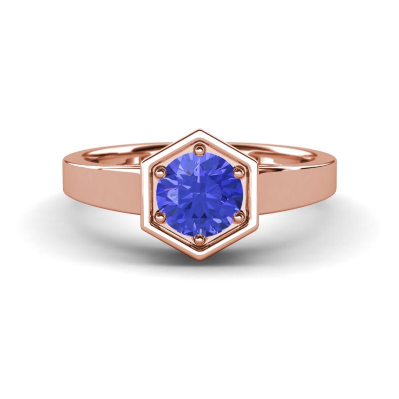 Dinah 0.92 ct Tanzanite Women Hexagonal Signet Solitaire Engagement Ring 