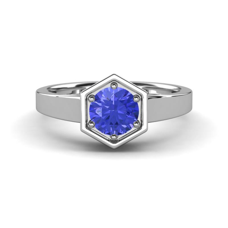 Dinah 0.92 ct Tanzanite Women Hexagonal Signet Solitaire Engagement Ring 