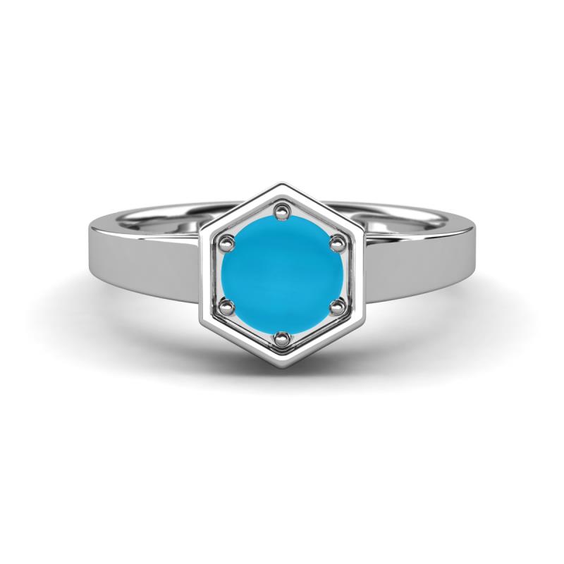 Dinah 0.62 ct Turquoise Women Hexagonal Signet Solitaire Engagement Ring 
