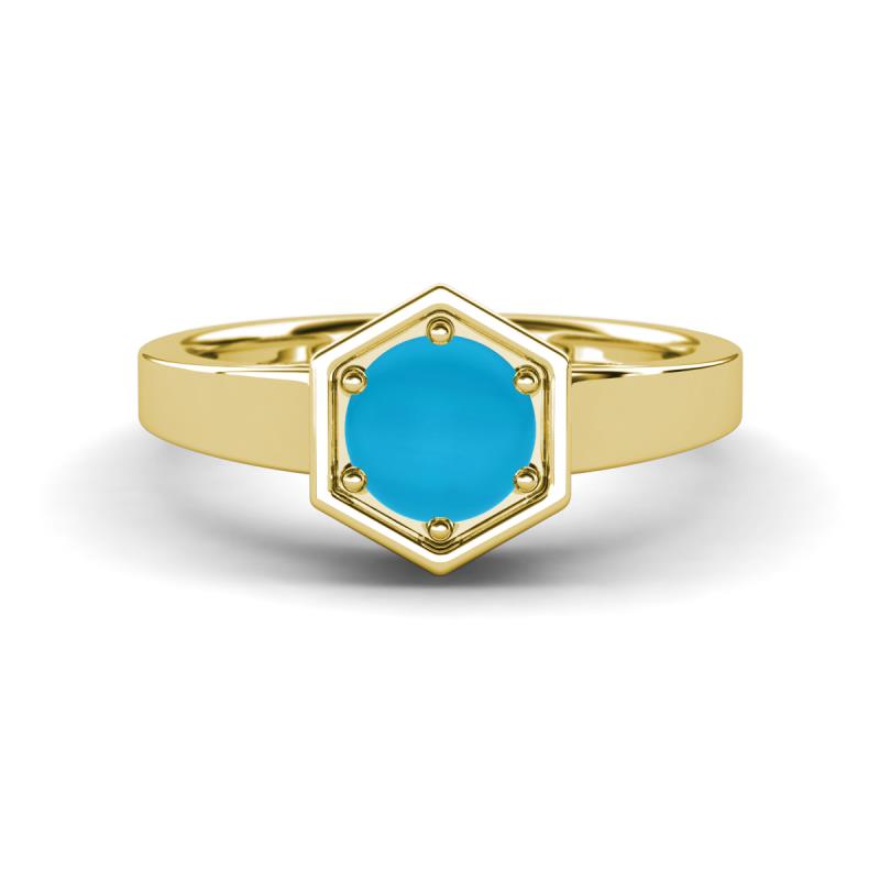 Dinah 0.62 ct Turquoise Women Hexagonal Signet Solitaire Engagement Ring 