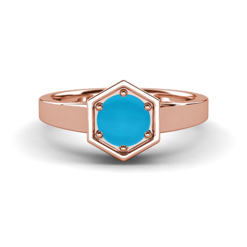 Dinah 0.62 ct Turquoise Women Hexagonal Signet Solitaire Engagement Ring 