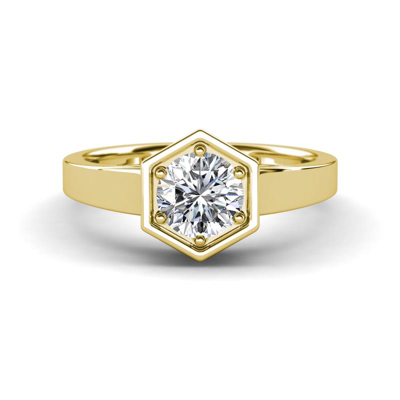 Dinah 1.00 ct IGI Certified Lab Grown Diamond Women Hexagonal Signet Solitaire Engagement Ring 