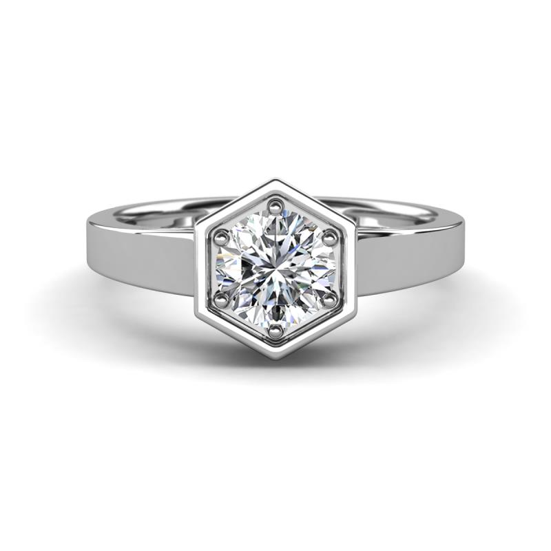 Dinah 1.00 ct GIA Certified Natural Diamond Women Hexagonal Signet Solitaire Engagement Ring 