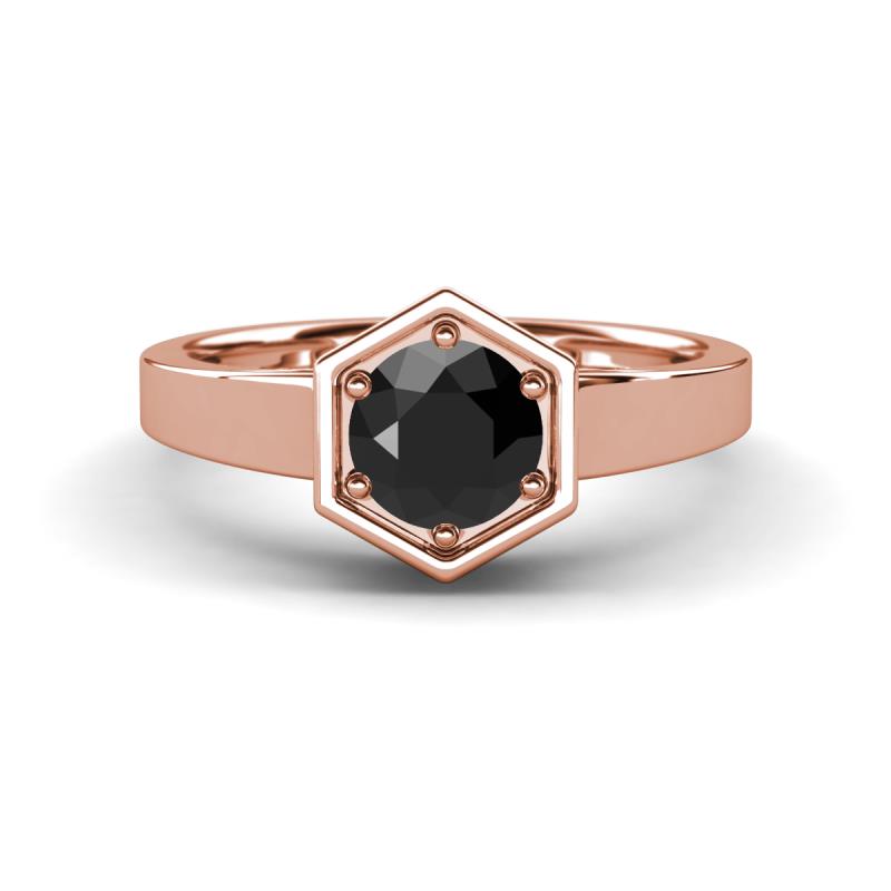 Dinah 1.00 ct Black Diamond Women Hexagonal Signet Solitaire Engagement Ring 