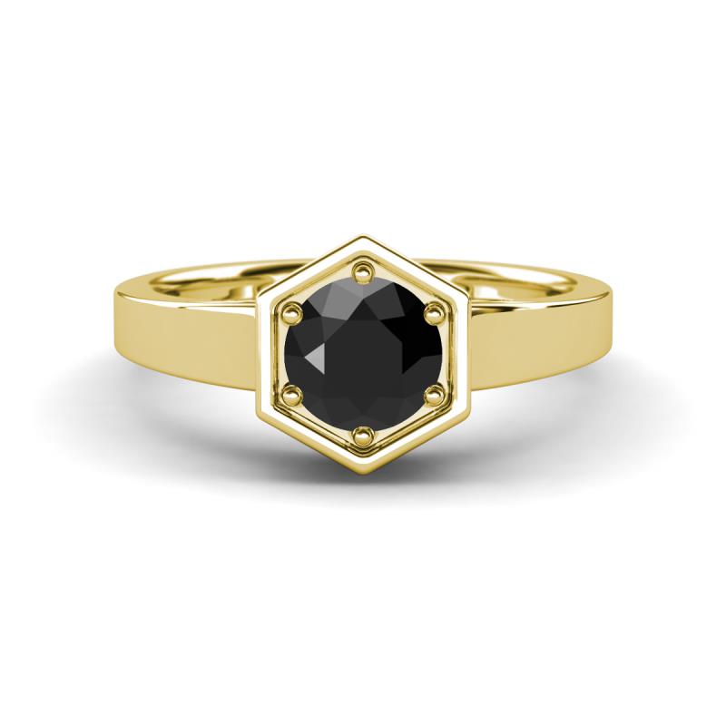 Dinah 1.00 ct Black Diamond Women Hexagonal Signet Solitaire Engagement Ring 