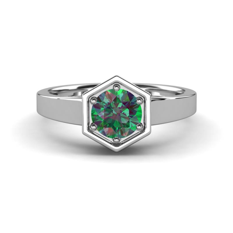 Dinah 1.00 ct Created Alexandrite Women Hexagonal Signet Solitaire Engagement Ring 