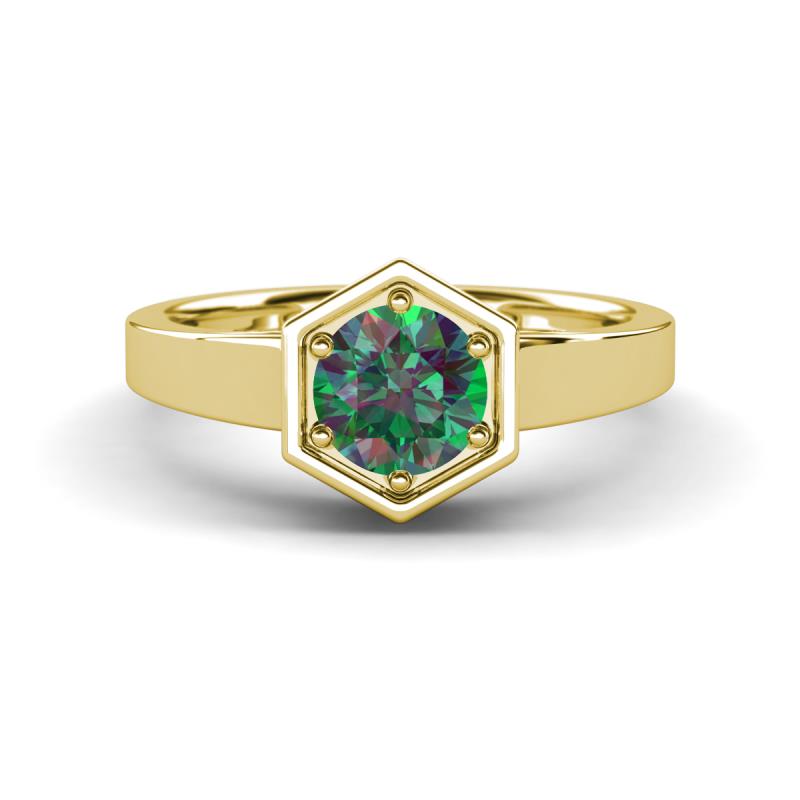 Dinah 1.00 ct Created Alexandrite Women Hexagonal Signet Solitaire Engagement Ring 