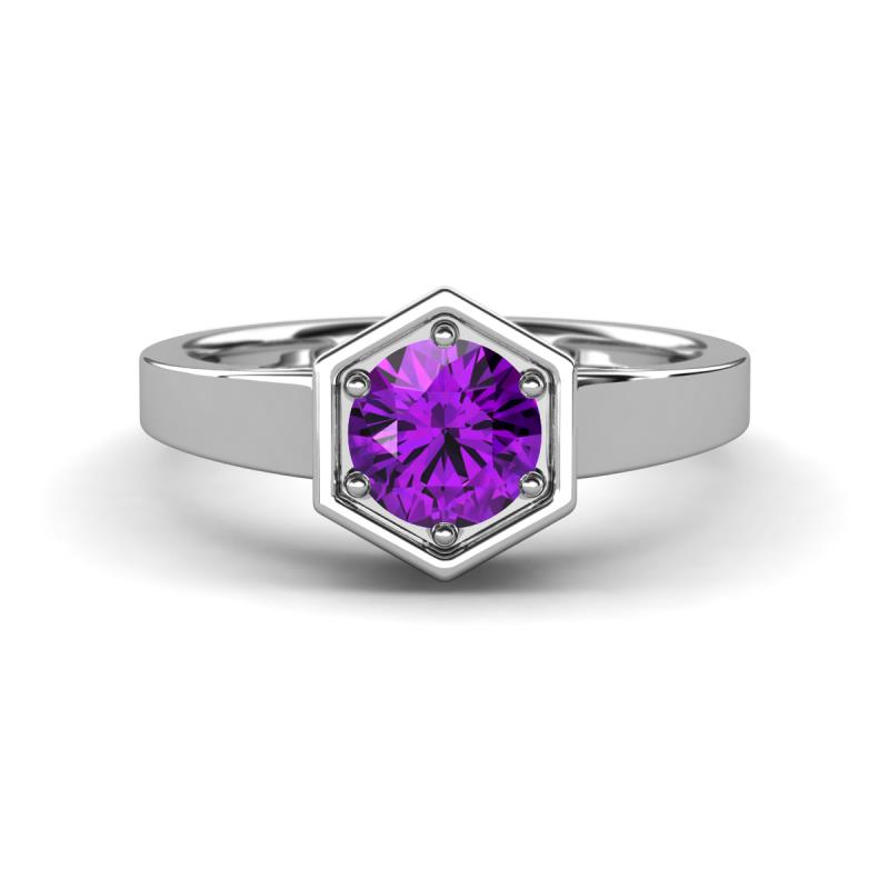 Dinah 0.87 ct Amethyst Women Hexagonal Signet Solitaire Engagement Ring 
