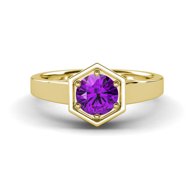 Dinah 0.87 ct Amethyst Women Hexagonal Signet Solitaire Engagement Ring 