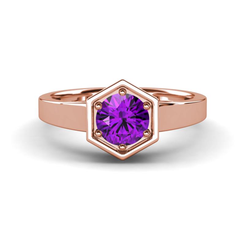 Dinah 0.87 ct Amethyst Women Hexagonal Signet Solitaire Engagement Ring 