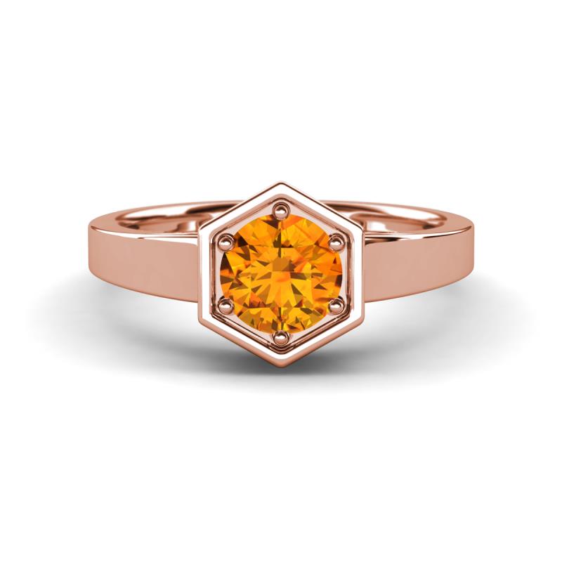 Dinah 0.87 ct Citrine Women Hexagonal Signet Solitaire Engagement Ring 