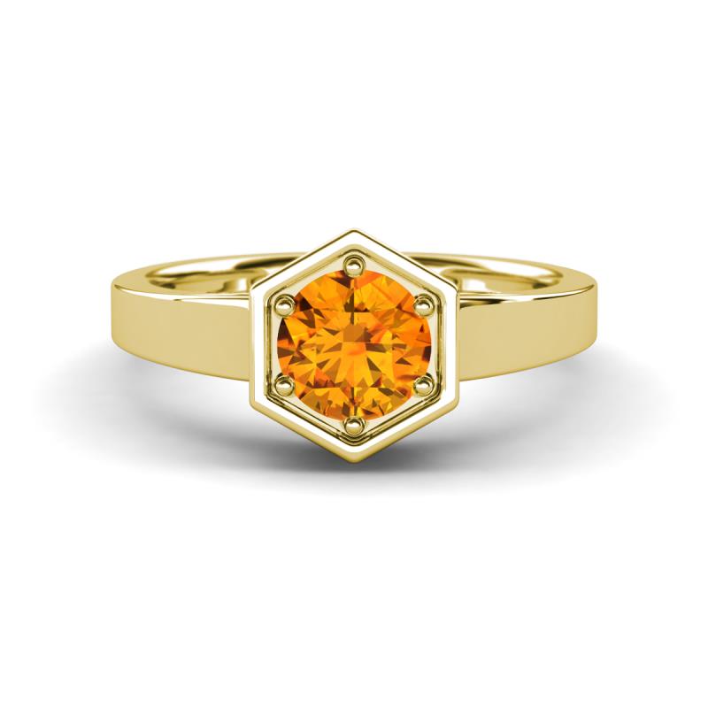 Dinah 0.87 ct Citrine Women Hexagonal Signet Solitaire Engagement Ring 
