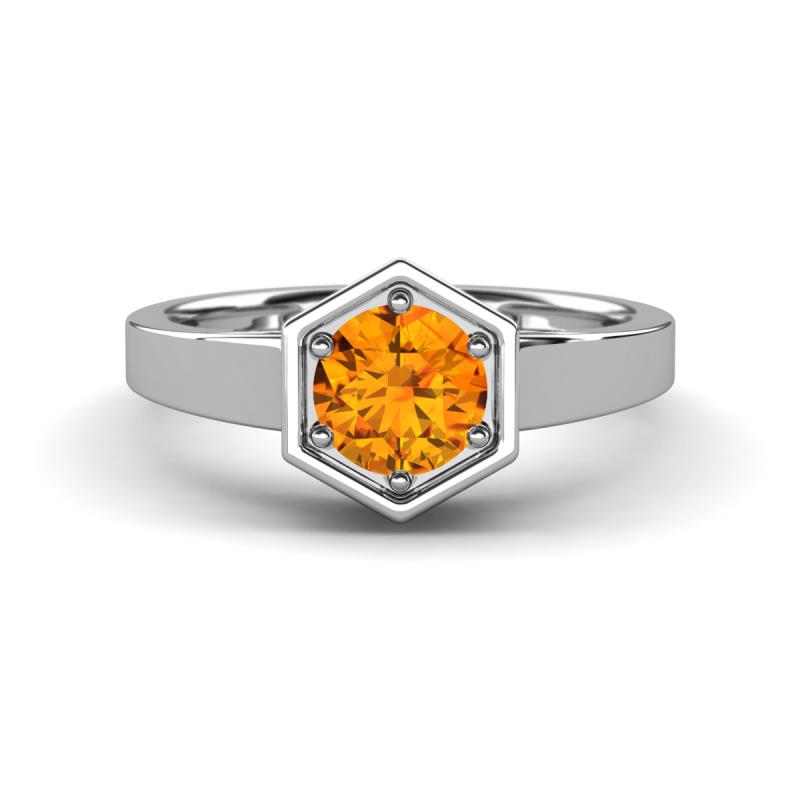 Dinah 0.87 ct Citrine Women Hexagonal Signet Solitaire Engagement Ring 