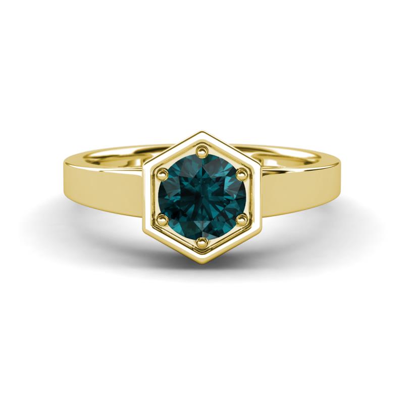 Dinah 0.95 ct London Blue Topaz Women Hexagonal Signet Solitaire Engagement Ring 
