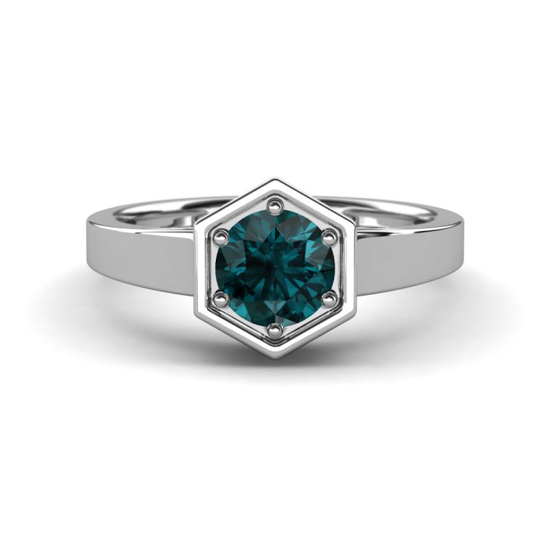 Dinah 0.95 ct London Blue Topaz Women Hexagonal Signet Solitaire Engagement Ring 