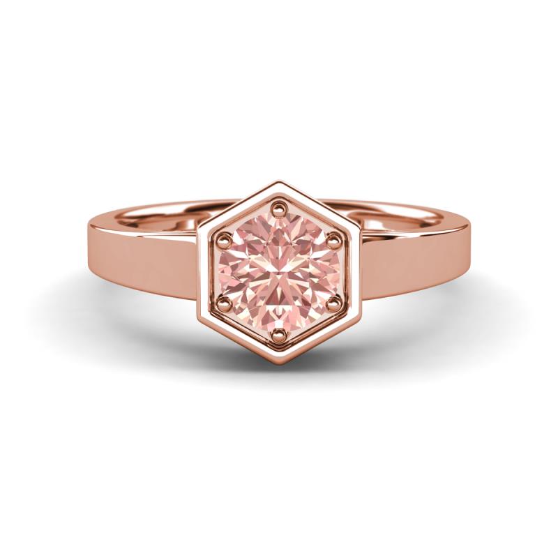 Dinah 0.87 ct Morganite Women Hexagonal Signet Solitaire Engagement Ring 