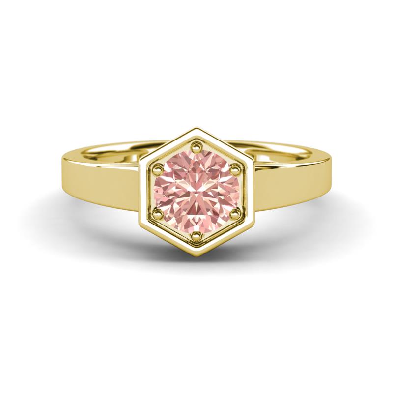 Dinah 0.87 ct Morganite Women Hexagonal Signet Solitaire Engagement Ring 