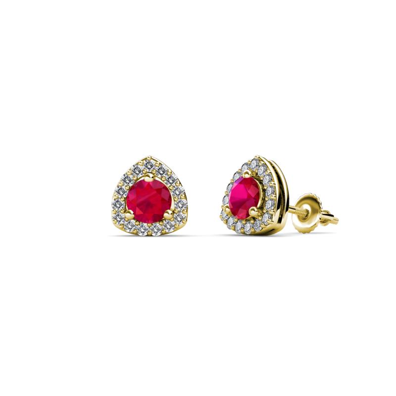 Alkina Ruby and Diamond Stud Earrings 