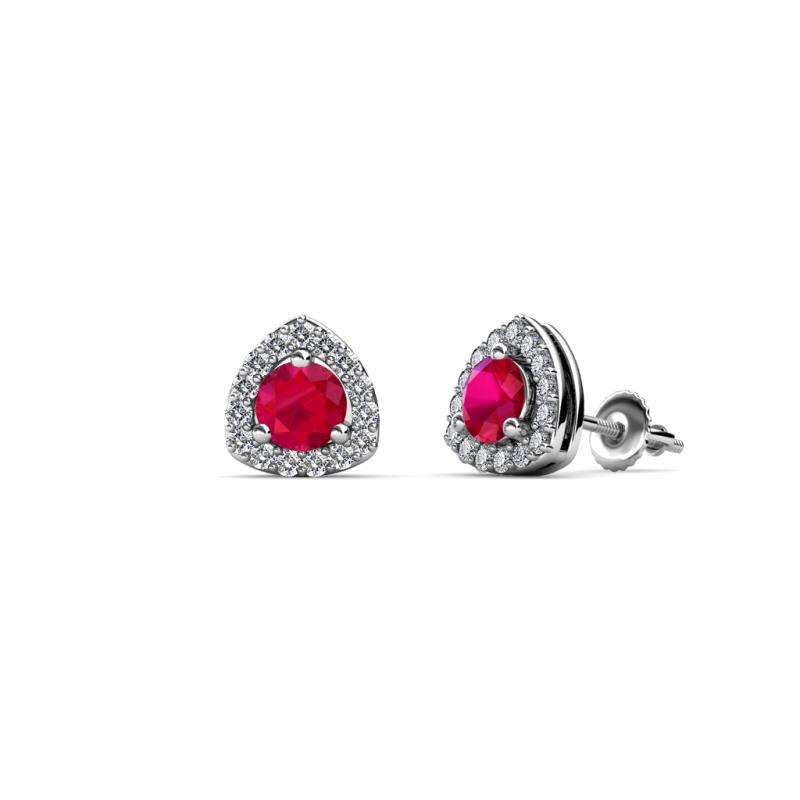 Alkina Ruby and Diamond Stud Earrings 