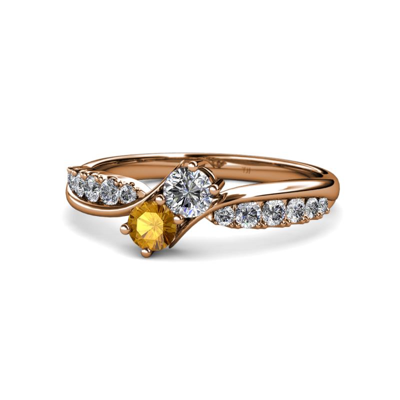 Nicia 0.75 ctw Lab Grown Diamond & Citrine accented Side Lab Grown Diamond Women Two Stone Bypass Engagement Ring 