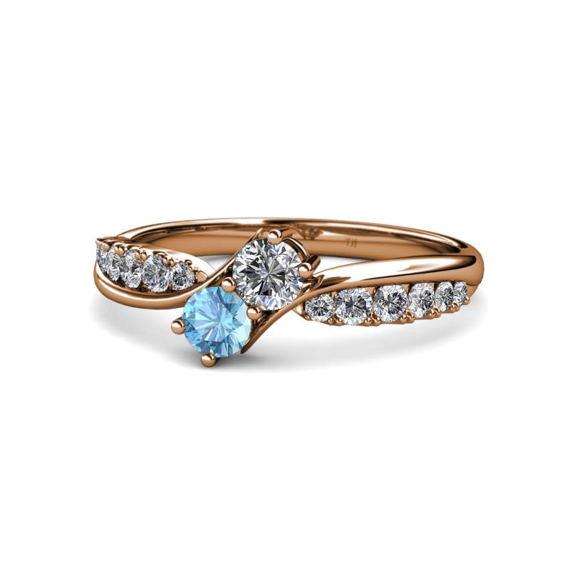 Nicia 0.77 ctw Lab Grown Diamond & Blue Topaz accented Side Lab Grown Diamond Women Two Stone Bypass Engagement Ring 
