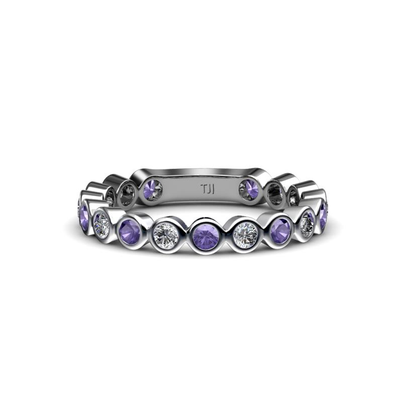 Ashlyn 2.30 mm Iolite and Diamond 3/4 Eternity Band 