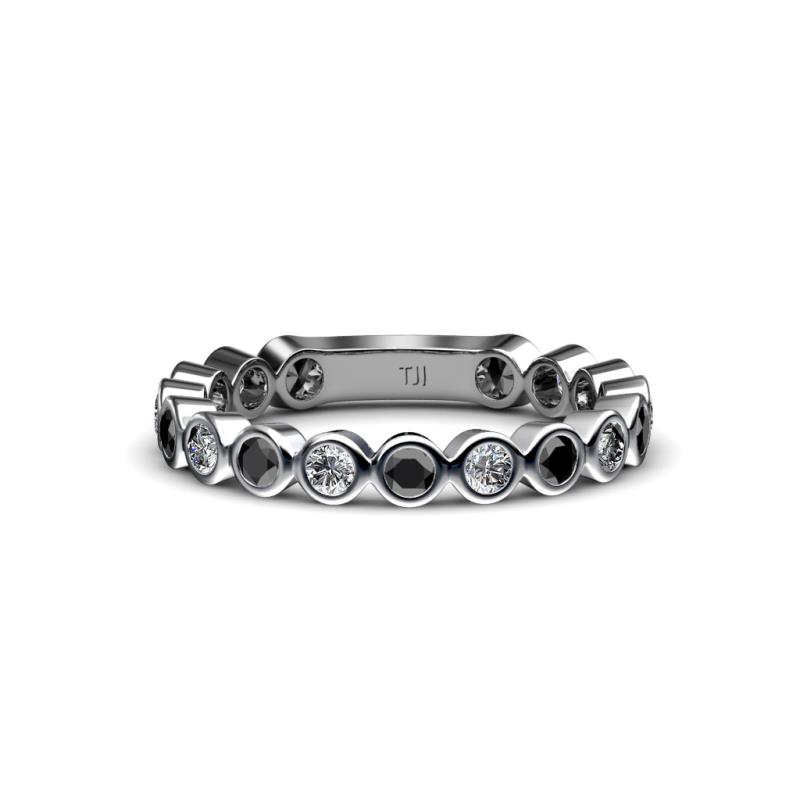 Ashlyn 2.30 mm Black and White Diamond 3/4 Eternity Band 