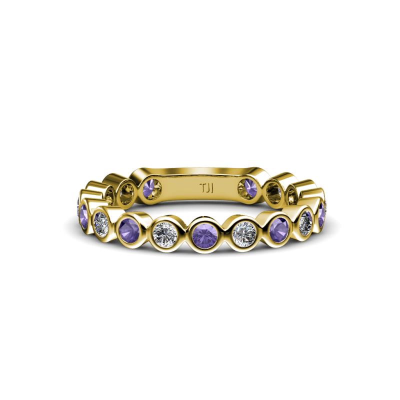 Ashlyn 2.30 mm Iolite and Diamond 3/4 Eternity Band 