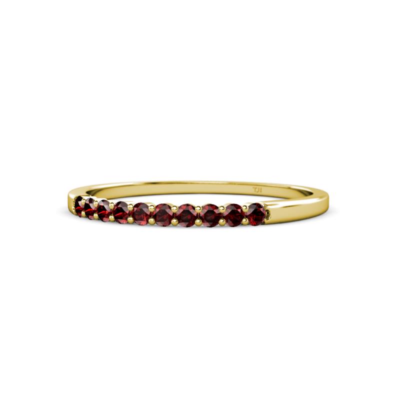 Clara 2.00 mm Red Garnet 10 Stone Wedding Band 