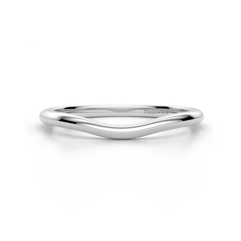 Shireen High Polish 1.50 mm Slim Stackable Women Plain Curved Wedding Band 