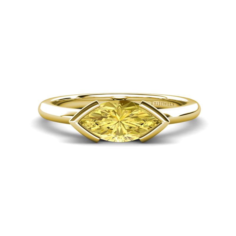 Shireen 1.37 ct Marquise Shape Created Yellow Sapphire (10 x 5 mm) Women V Prong Solitaire Engagement Ring 