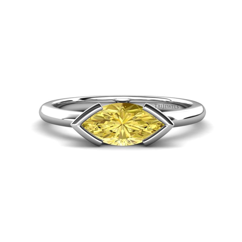 Shireen 1.37 ct Marquise Shape Created Yellow Sapphire (10 x 5 mm) Women V Prong Solitaire Engagement Ring 