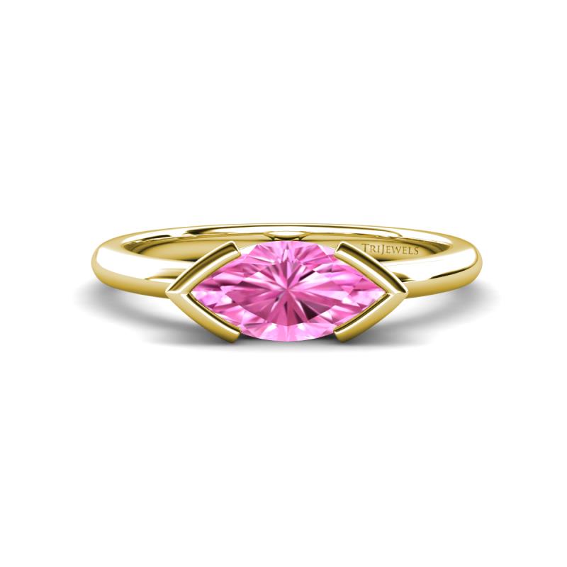 Shireen 1.37 ct Marquise Shape Created Pink Sapphire (10 x 5 mm) Women V Prong Solitaire Engagement Ring 