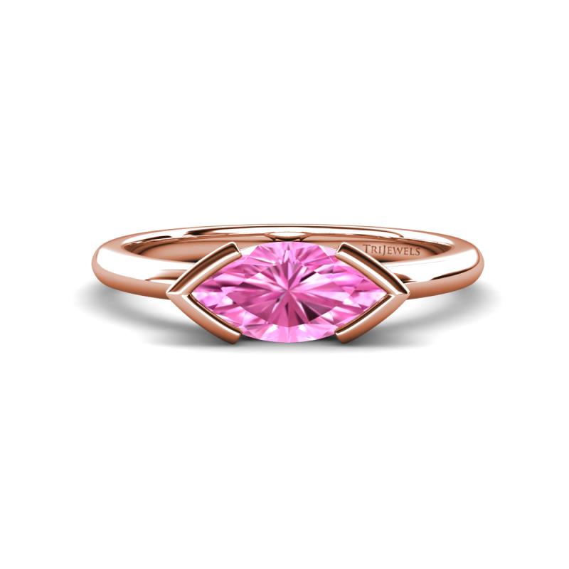 Shireen 1.37 ct Marquise Shape Created Pink Sapphire (10 x 5 mm) Women V Prong Solitaire Engagement Ring 