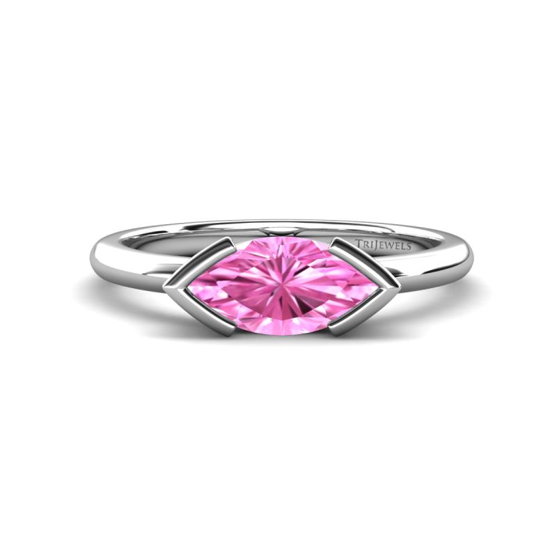 Shireen 1.37 ct Marquise Shape Created Pink Sapphire (10 x 5 mm) Women V Prong Solitaire Engagement Ring 