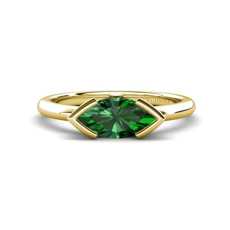 Shireen 0.85 ct Marquise Shape Created Emerald (10 x 5 mm) Women V Prong Solitaire Engagement Ring 