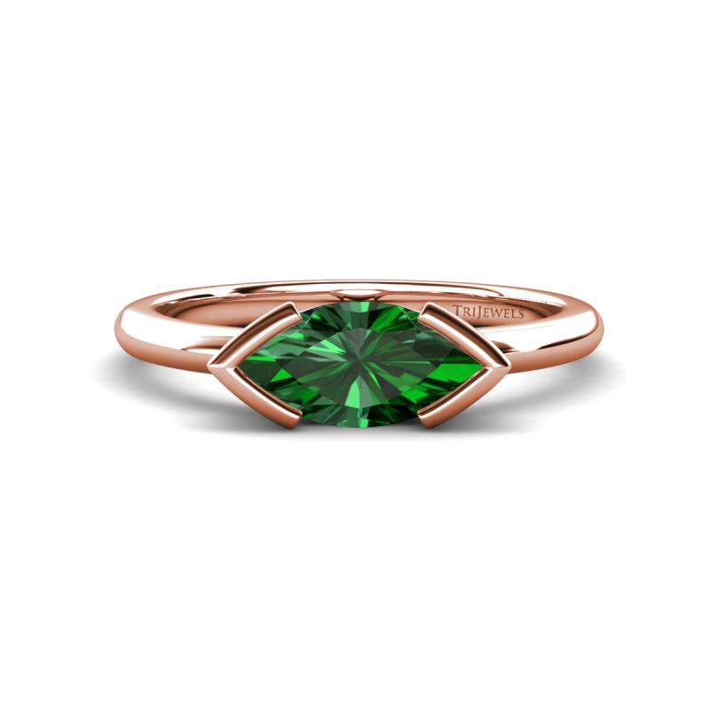 Shireen 0.85 ct Marquise Shape Created Emerald (10 x 5 mm) Women V Prong Solitaire Engagement Ring 