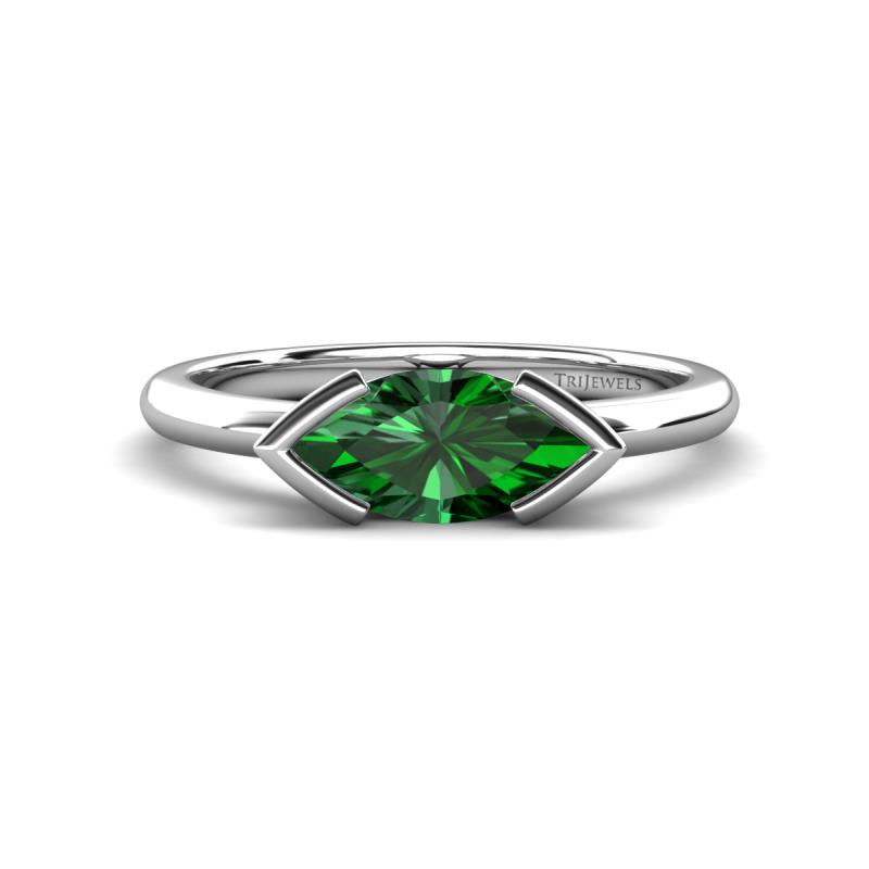 Shireen 0.85 ct Marquise Shape Created Emerald (10 x 5 mm) Women V Prong Solitaire Engagement Ring 