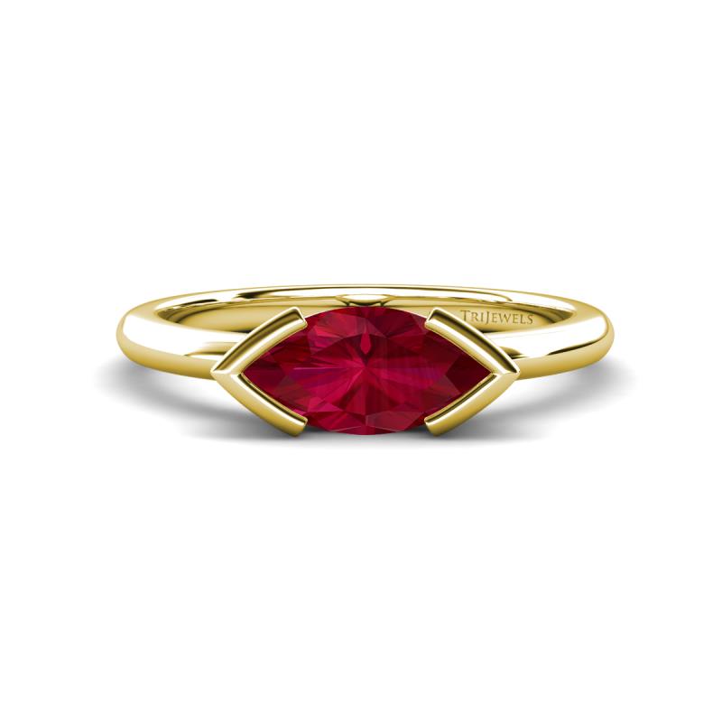 Shireen 1.36 ct Marquise Shape Created Ruby (10 x 5 mm) Women V Prong Solitaire Engagement Ring 