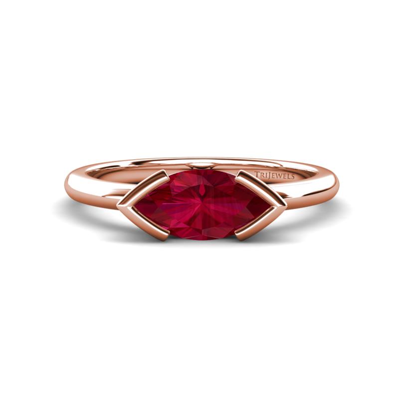 Shireen 1.36 ct Marquise Shape Created Ruby (10 x 5 mm) Women V Prong Solitaire Engagement Ring 